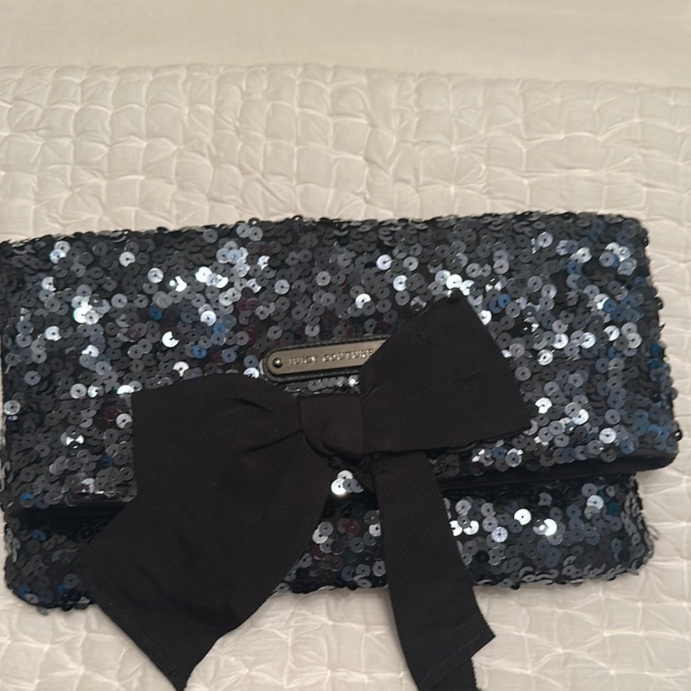 Juicy couture Black Sequin Clutch with Bow